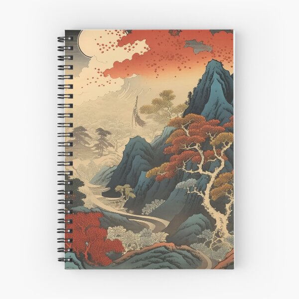 Item preview, Okiyo-e Vintage Retro Japanese Forest Mountain Storm Wood Block Art designed and sold by BrandonArtWorld.