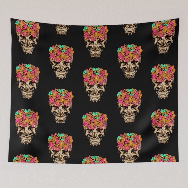 Item preview, Skull head flowers illustration  designed and sold by nickardi.
