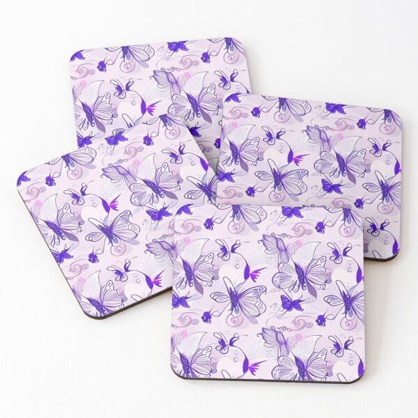 Item preview, Abstract Purple Butterflies on White Pattern designed and sold by calibrit.