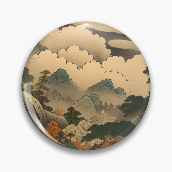 Item preview, Okiyo-e Vintage Retro Japanese Forest Mountain Storm Wood Block Art designed and sold by BrandonArtWorld.