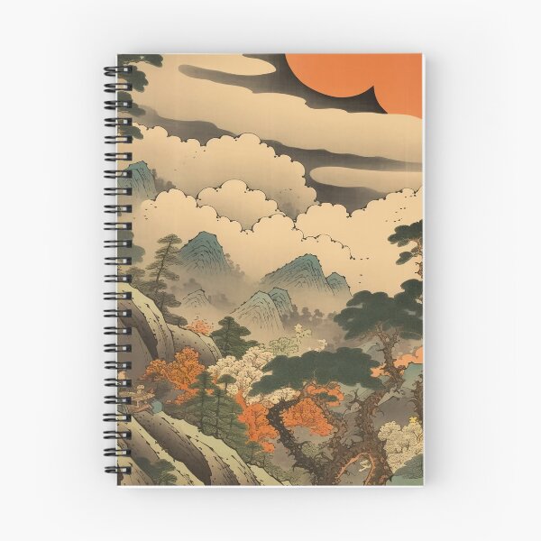 Item preview, Okiyo-e Vintage Retro Japanese Forest Mountain Storm Wood Block Art designed and sold by BrandonArtWorld.