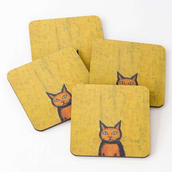 Item preview, Orange Cat on Yellow Background designed and sold by YoPedro.