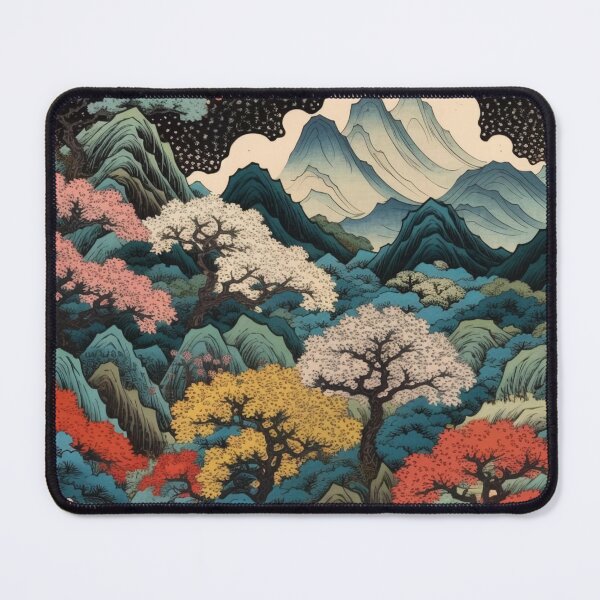 Item preview, Okiyo-e Vintage Retro Japanese Forest Mountain Storm Wood Block Art designed and sold by BrandonArtWorld.