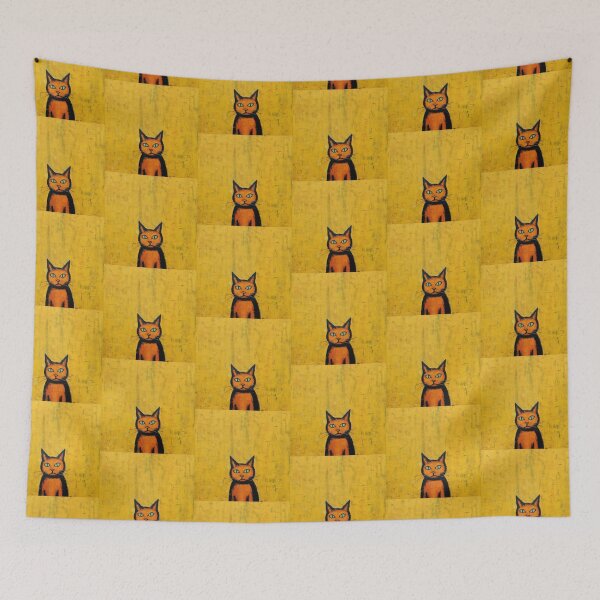 Item preview, Orange Cat on Yellow Background designed and sold by YoPedro.