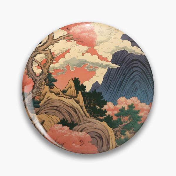 Item preview, Okiyo-e Vintage Retro Japanese Forest Mountain Storm Wood Block Art designed and sold by BrandonArtWorld.