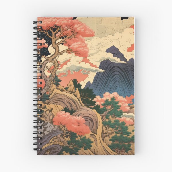 Item preview, Okiyo-e Vintage Retro Japanese Forest Mountain Storm Wood Block Art designed and sold by BrandonArtWorld.