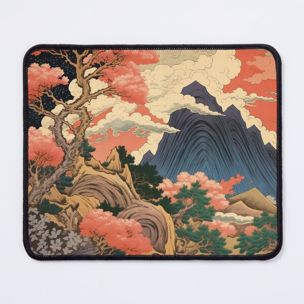 Item preview, Okiyo-e Vintage Retro Japanese Forest Mountain Storm Wood Block Art designed and sold by BrandonArtWorld.
