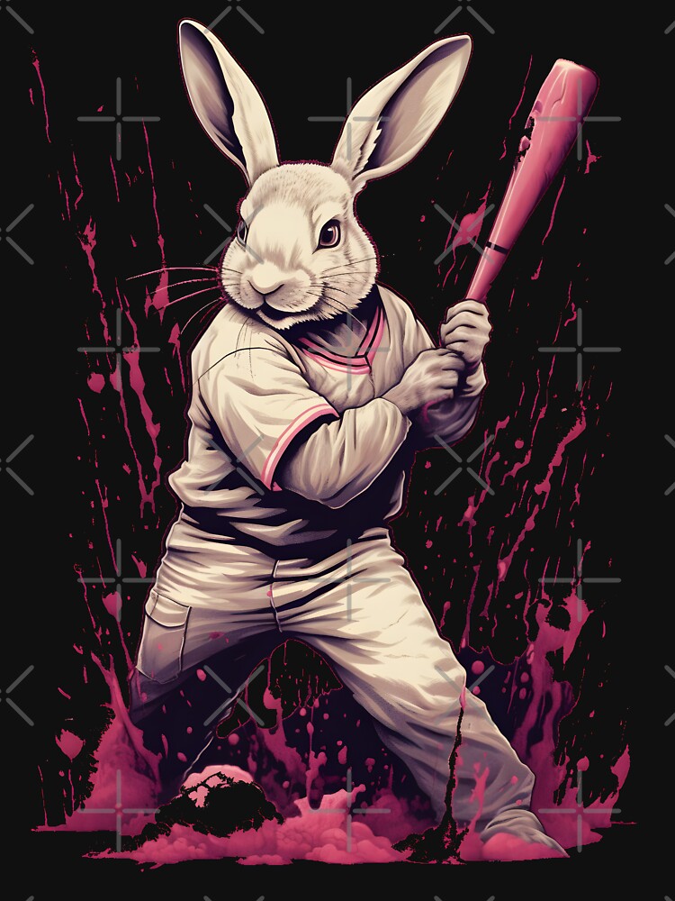 Dynamic Bunny Baseball Illustration