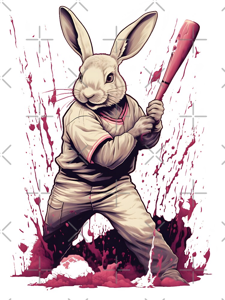 Dynamic Bunny Baseball Illustration