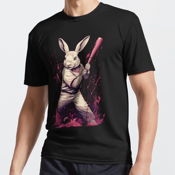 Dynamic Bunny Baseball Illustration