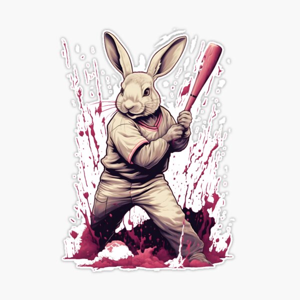 Dynamic Bunny Baseball Illustration