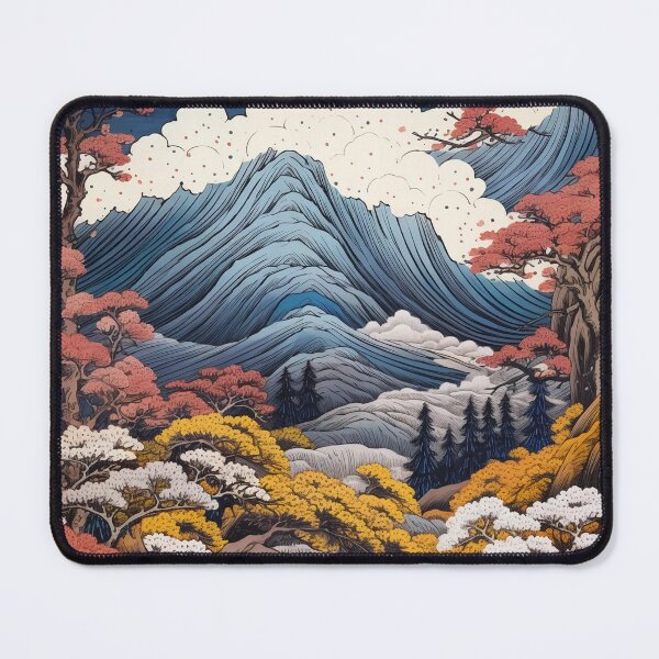 Item preview, Okiyo-e Vintage Retro Japanese Forest Mountain Storm Wood Block Art designed and sold by BrandonArtWorld.