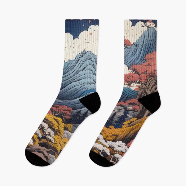 Item preview, Okiyo-e Vintage Retro Japanese Forest Mountain Storm Wood Block Art designed and sold by BrandonArtWorld.