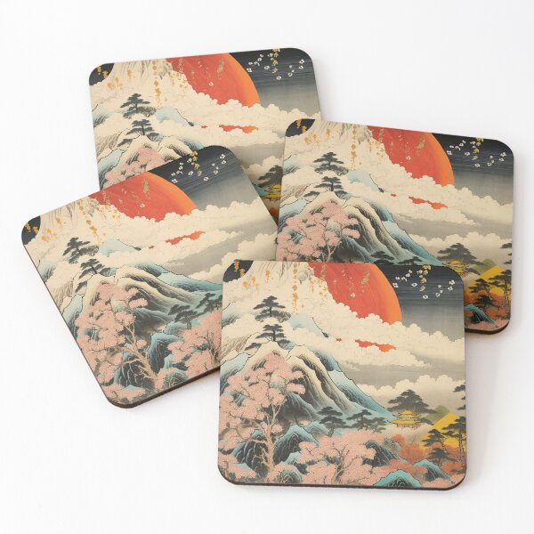 Item preview,  Okiyo-e Vintage Retro Japanese Forest Mountain Storm Wood Block Art designed and sold by BrandonArtWorld.