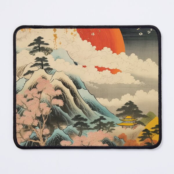 Item preview, Okiyo-e Vintage Retro Japanese Forest Mountain Storm Wood Block Art designed and sold by BrandonArtWorld.