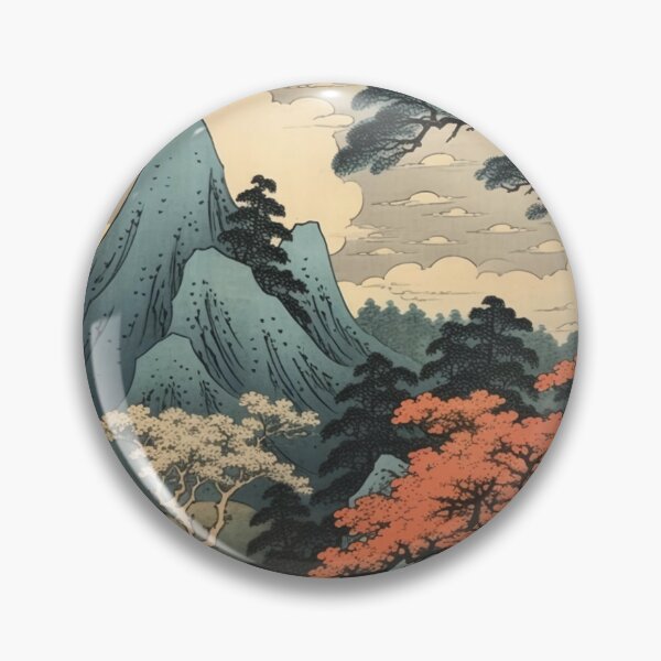 Item preview,   Okiyo-e Vintage Retro Japanese Forest Mountain Storm Wood Block Art designed and sold by BrandonArtWorld.