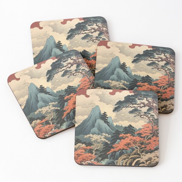 Item preview,   Okiyo-e Vintage Retro Japanese Forest Mountain Storm Wood Block Art designed and sold by BrandonArtWorld.