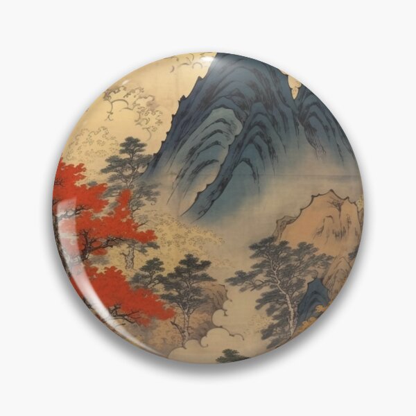 Item preview, Okiyo-e Vintage Retro Japanese Forest Mountain Storm Wood Block Art designed and sold by BrandonArtWorld.