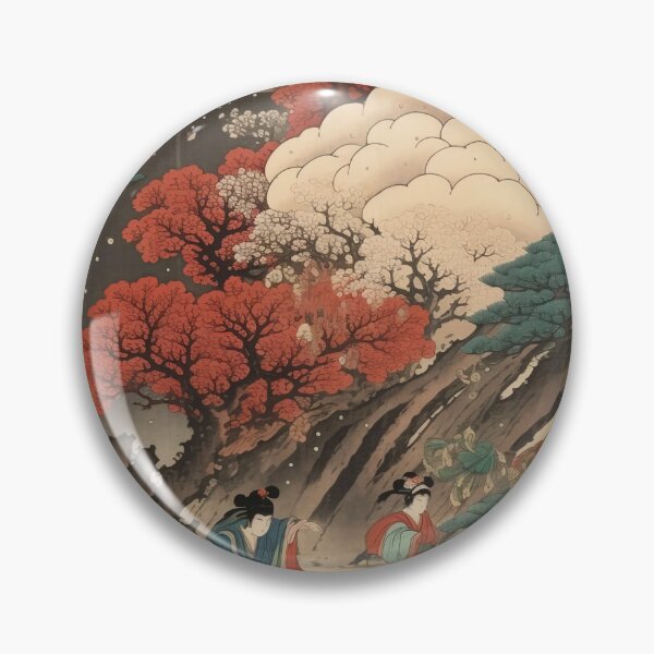 Item preview, Okiyo-e Vintage Retro Japanese Forest Mountain Storm Wood Block Art designed and sold by BrandonArtWorld.