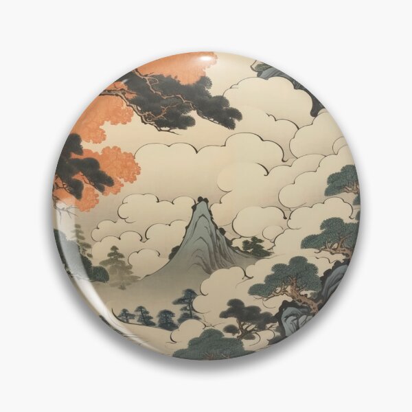 Item preview, Okiyo-e Vintage Retro Japanese Forest Mountain Storm Wood Block Art designed and sold by BrandonArtWorld.