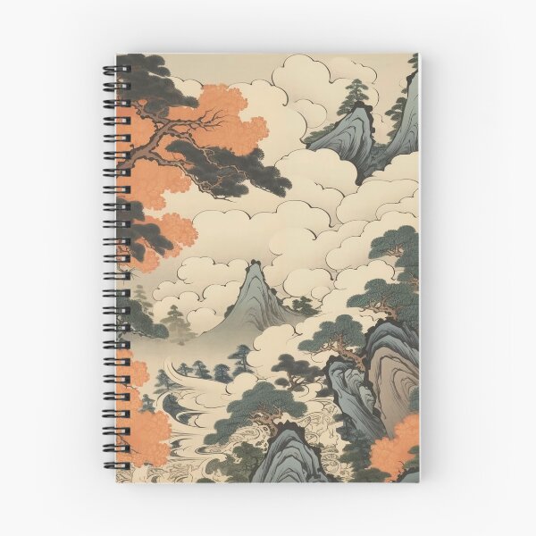 Item preview, Okiyo-e Vintage Retro Japanese Forest Mountain Storm Wood Block Art designed and sold by BrandonArtWorld.