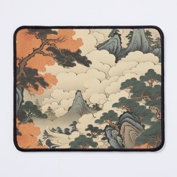 Item preview, Okiyo-e Vintage Retro Japanese Forest Mountain Storm Wood Block Art designed and sold by BrandonArtWorld.