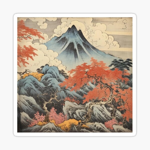 Item preview,  Okiyo-e Vintage Retro Japanese Forest Mountain Storm Wood Block Art designed and sold by BrandonArtWorld.