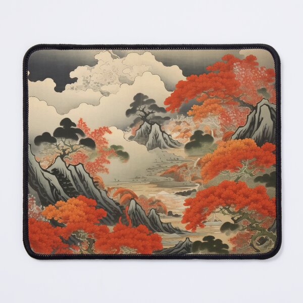 Item preview, Okiyo-e Vintage Retro Japanese Forest Mountain Storm Wood Block Art designed and sold by BrandonArtWorld.