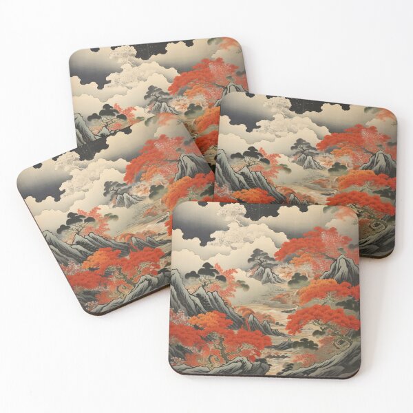 Item preview,   Okiyo-e Vintage Retro Japanese Forest Mountain Storm Wood Block Art designed and sold by BrandonArtWorld.