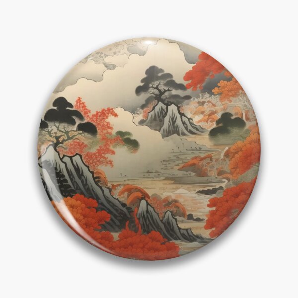 Item preview,   Okiyo-e Vintage Retro Japanese Forest Mountain Storm Wood Block Art designed and sold by BrandonArtWorld.