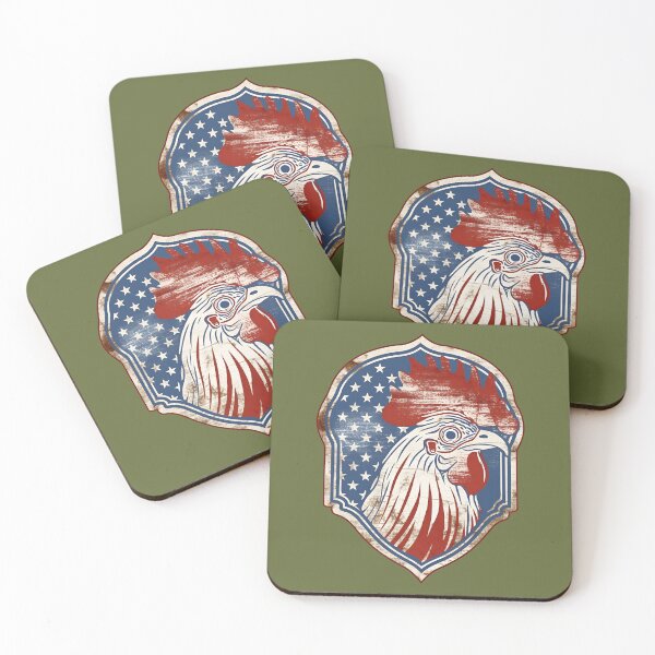 Artikelvorschau, Gallischer Hahnkopf auf einem amerikanischen Vintage-Wappen entworfen und verkauft von Clearmind-Arts.