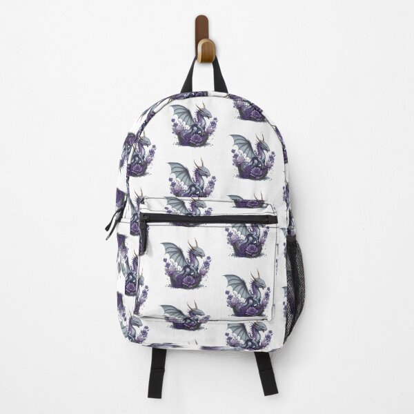 Item preview, white dragon between flowers designed and sold by BaliamShop.