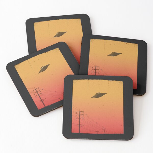 Item preview, UFO Flying Saucer Power Lines Sunset Paranormal Graphic designed and sold by Delightfully Cynical.