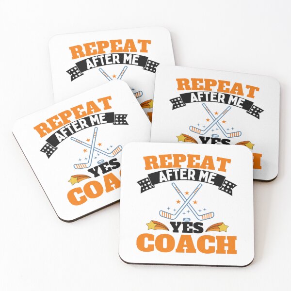 Item preview, Repeat After Me Yes Coach Ice Hockey - Orange White - Funny Sports designed and sold by GymWearDepot.