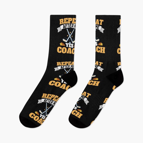 Item preview, Repeat After Me Yes Coach Ice Hockey - Yellow Black - Funny Sports designed and sold by GymWearDepot.