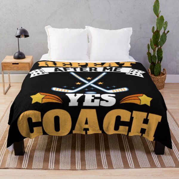 Item preview, Repeat After Me Yes Coach Ice Hockey - Yellow Black - Funny Sports designed and sold by GymWearDepot.