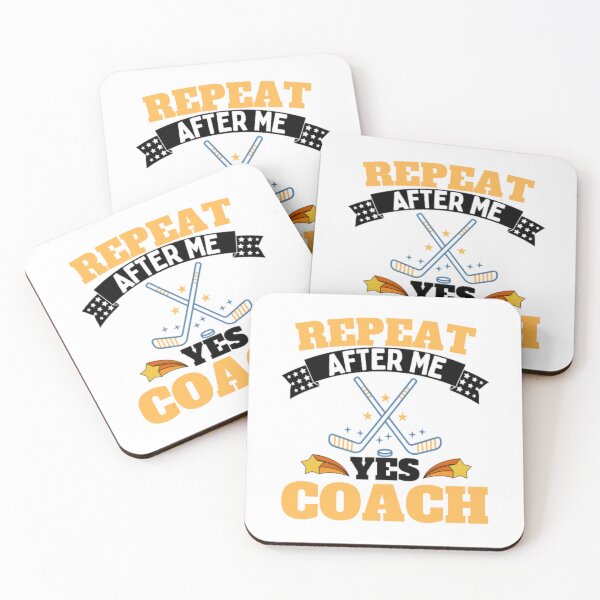 Item preview, Repeat After Me Yes Coach Ice Hockey - Yellow White - Funny Sports designed and sold by GymWearDepot.