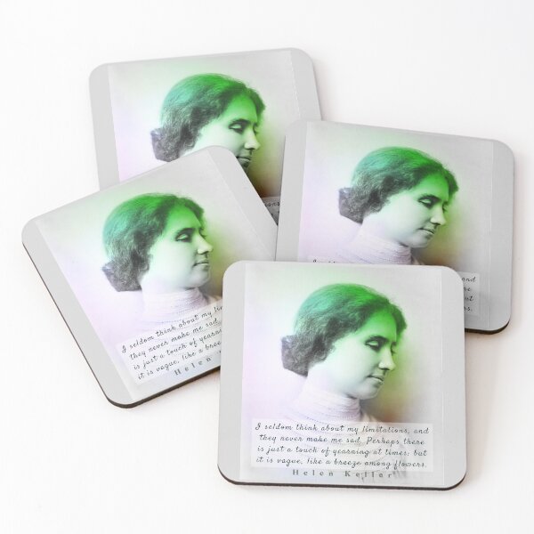 Item preview, Helen Keller portrait and  quote: I seldom think about my limitations... designed and sold by artbleed.