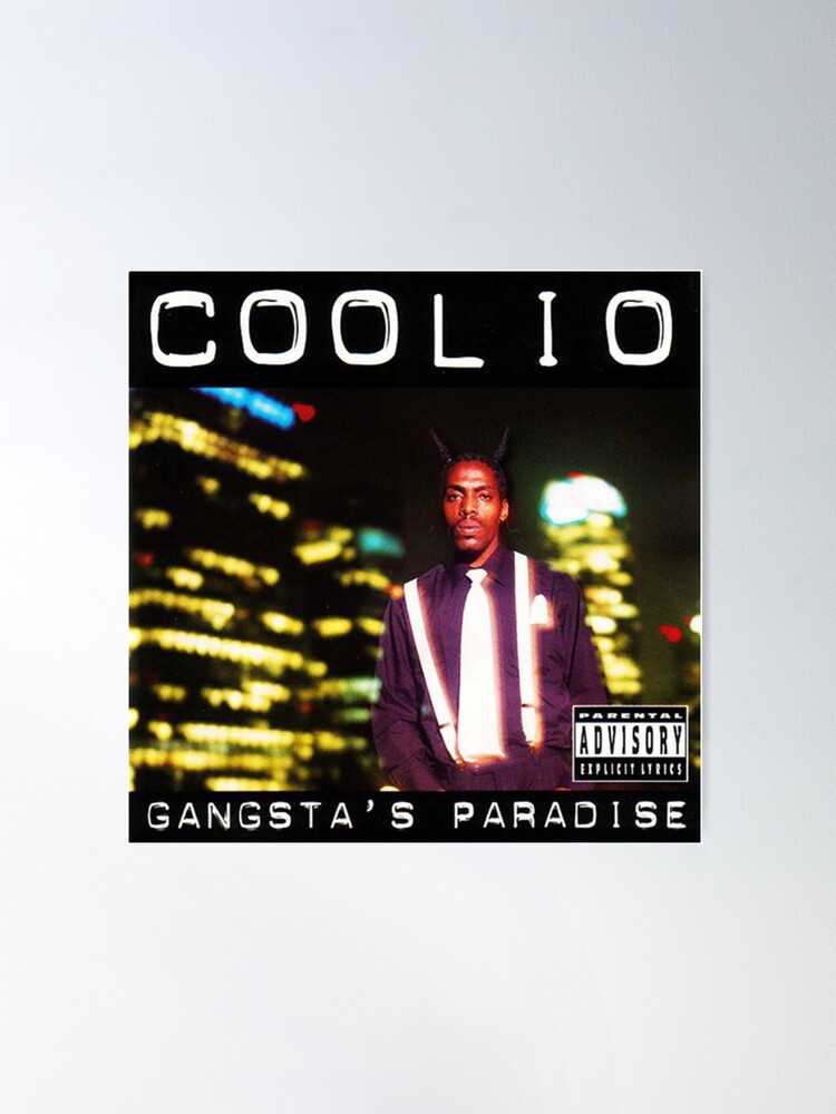 Coolio - Gangsta's Paradise // Lyrics // 90's // Rap // A3 // A4 // A5 /  Typography // Poster / Wall Art / Present / Print // Monochrome //