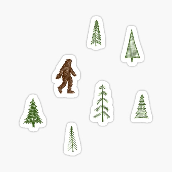 trees + yeti pattern in color Sticker