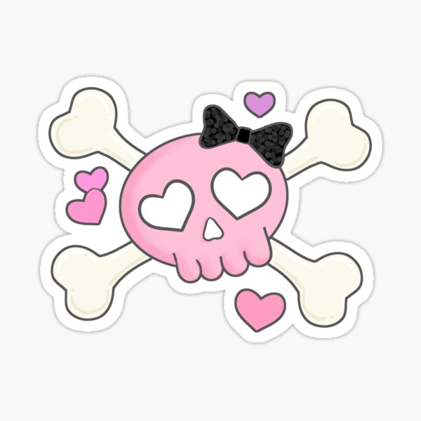 Skull With Pink Bow Stickers for Sale