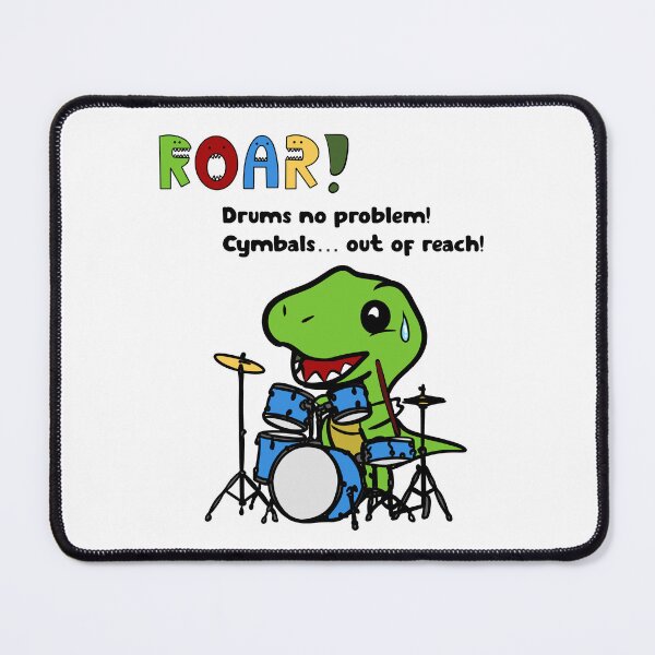 Item preview, T-Rex on drums has to short arms for cymbals -t-shirt designed and sold by SketchyPedals.