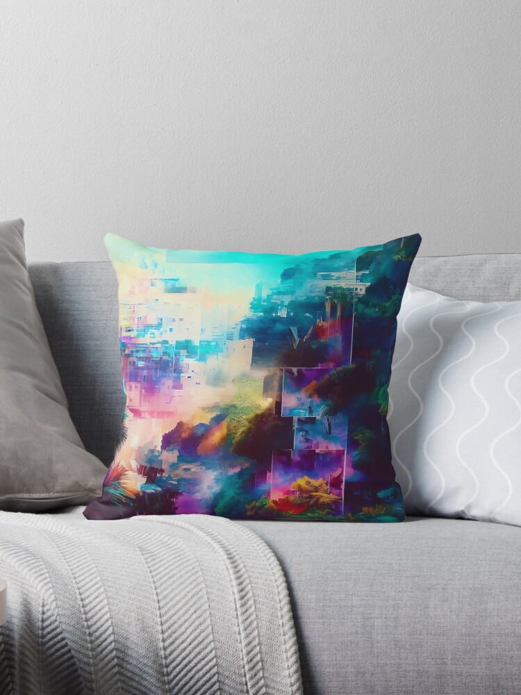 Thumbnail 1 of 3, Throw Pillow, Green City designed and sold by cokemann.