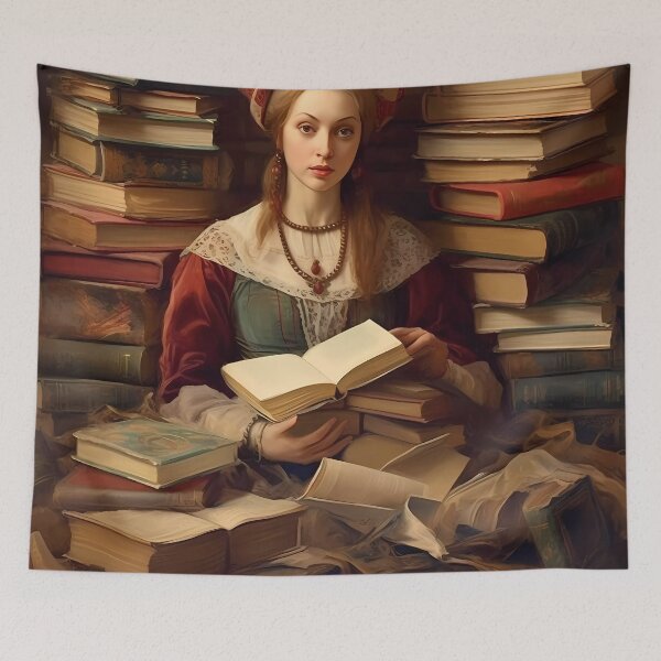 Item preview, Renaissance Book Lady designed and sold by KateAndersonLTD.