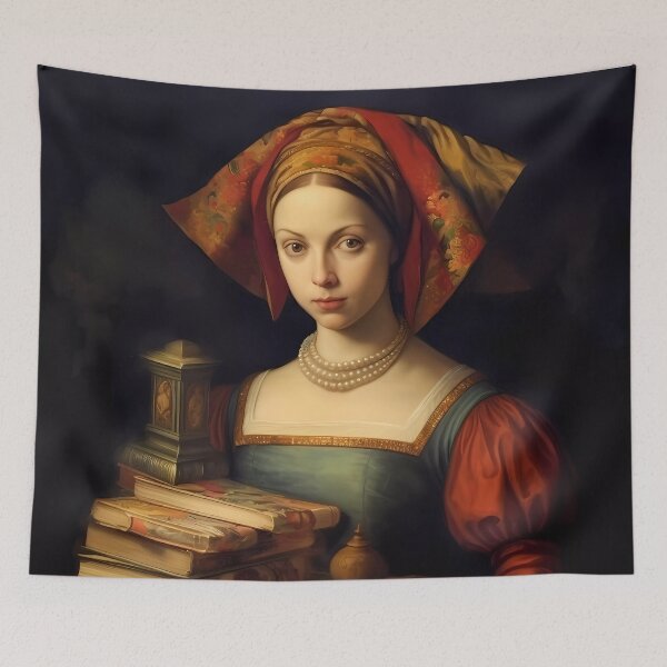Item preview, Renaissance Book Lady designed and sold by KateAndersonLTD.