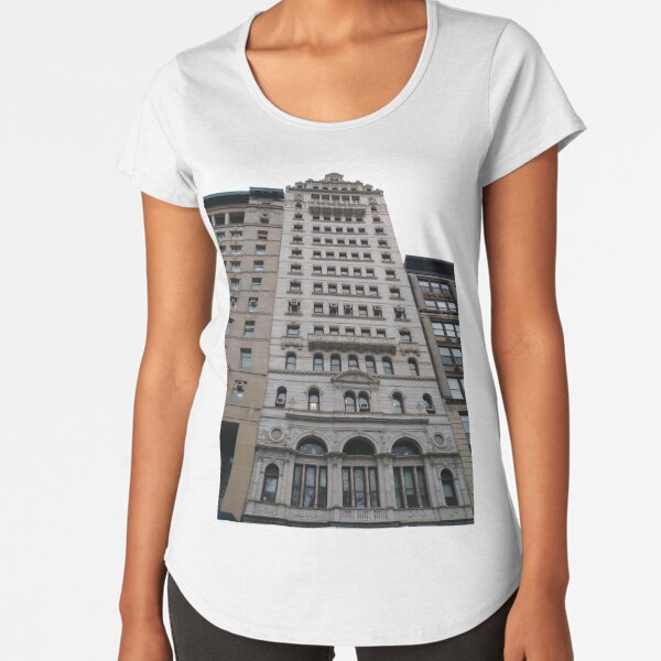 Street, City, Buildings, Photo, Day, Trees, New York, Manhattan, Brooklyn Premium Scoop T-Shirt
