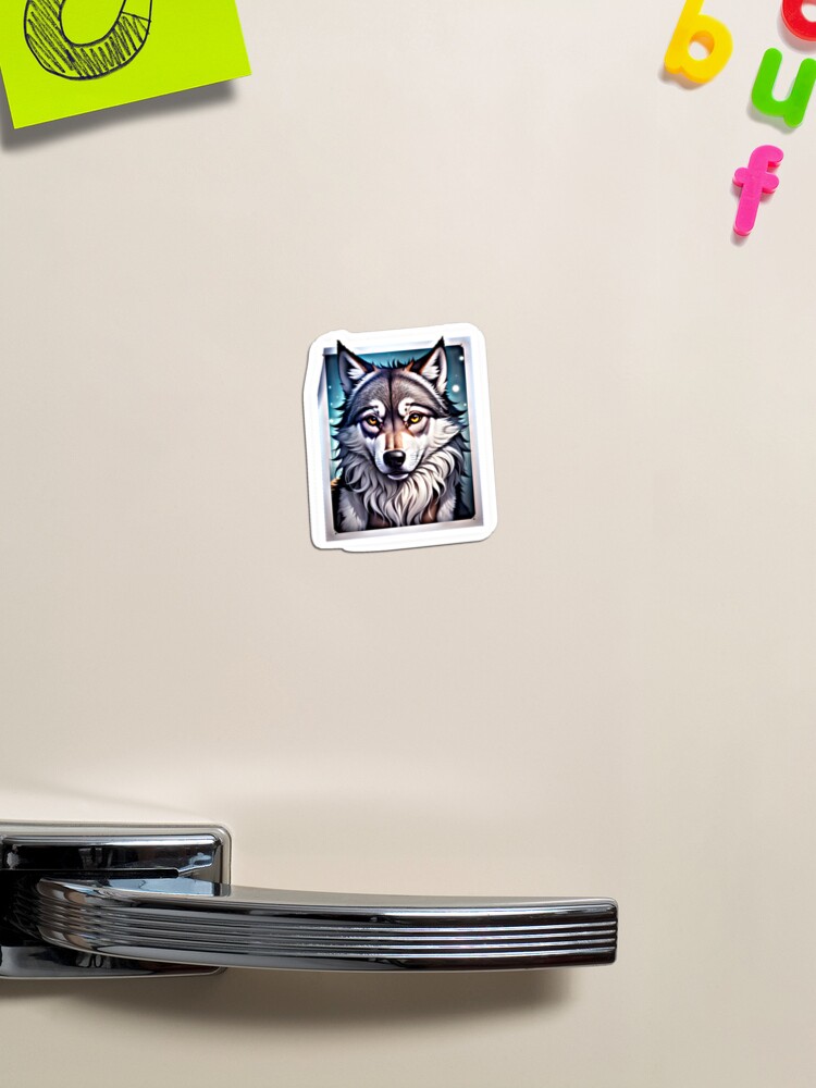 Thumbnail 1 of 3, Magnet, Wolf Sticker designed and sold by ArtFusionAI.