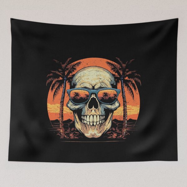 Item preview, Cool Vintage Skull Retro Sunset Tropical Beach  designed and sold by tropicprince.