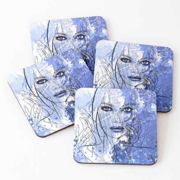 Item preview, Blue line drawing of a Beautiful Woman designed and sold by KissingCockatoo.