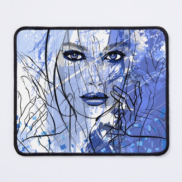 Item preview, Blue line drawing of a Beautiful Woman designed and sold by KissingCockatoo.